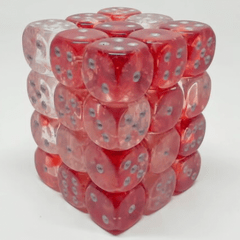 CHESSEX - 12MM D6 DICE BLOCK - 36 DICE - NEBULA - RED/SILVER